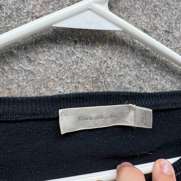 Ermenegildo Zegna Pullover Sweater Men Large Black Crewneck Wool Luxury Italian - Picture 8 of 10